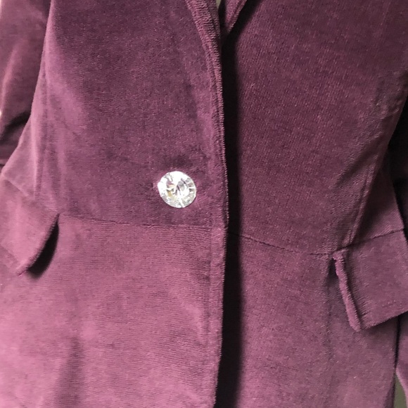 Purple Velvet Blazer Sequins Elbows Velvet Jacket Purple Coat - Picture 3 of 10